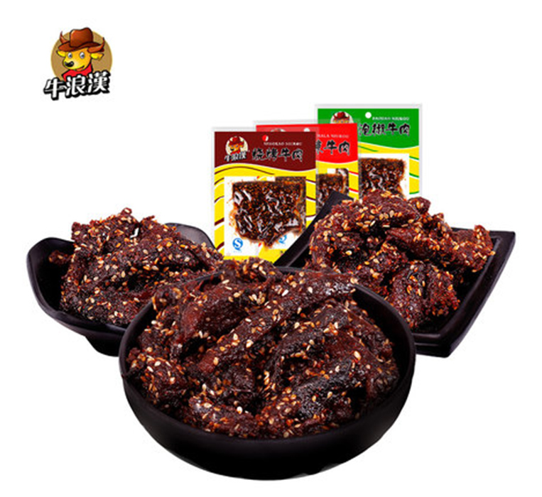 重慶特產(chǎn) 牛浪漢牛肉干 麻辣、燒烤、泡椒 60gx9袋 四川零食小吃